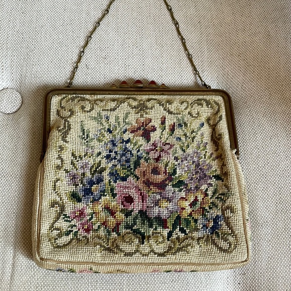 Handbags - Vintage Needle Point Tapestry Purse
